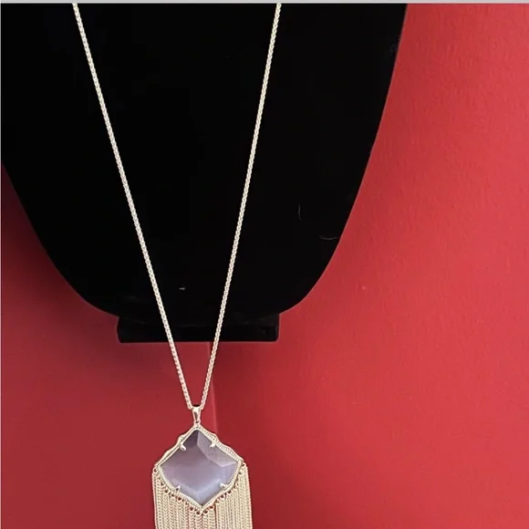 Kendra Scott Kingston pendent necklace 
Slate blue stone and silver fringe - Picture 3 of 3